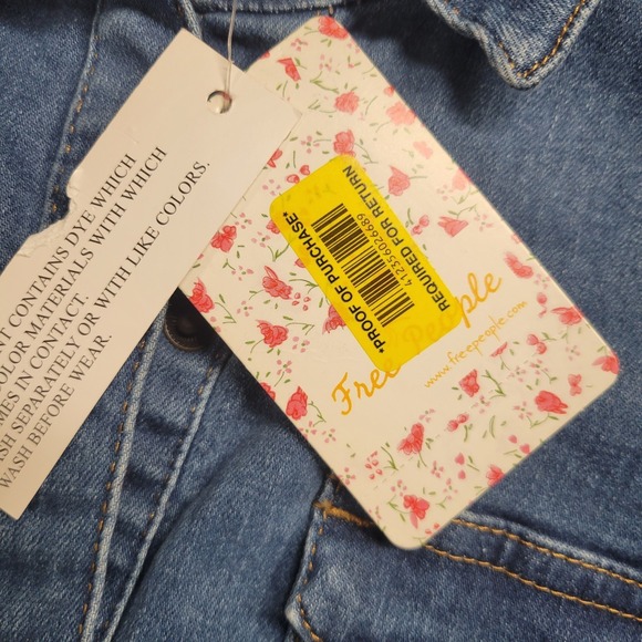 Free People Women's Blue Denim Mini Dress Size Small Cotton Stretch Blend NWT - Picture 6 of 12